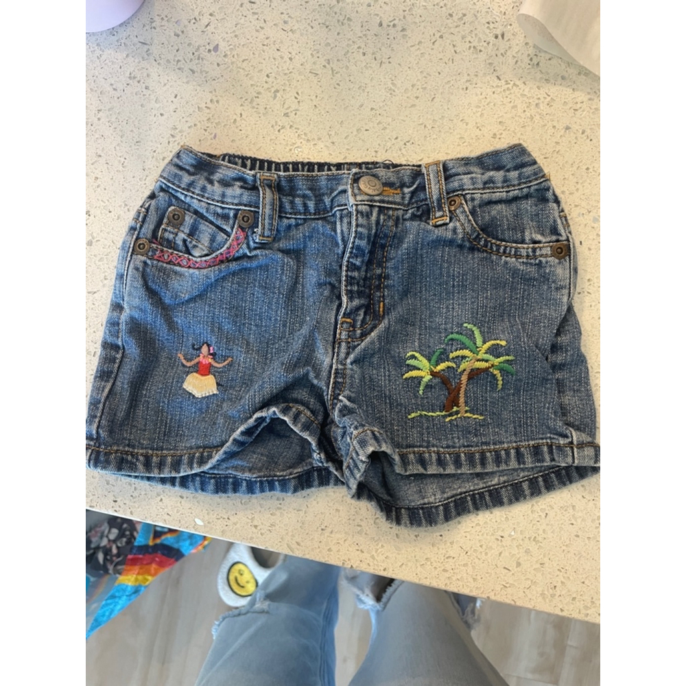Vintage Hawaiian Baby Gap Girls Denim Shorts 18-24 mos Blue